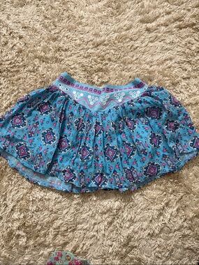 Justice Blue Floral Tiered Skirt with Purple Accents